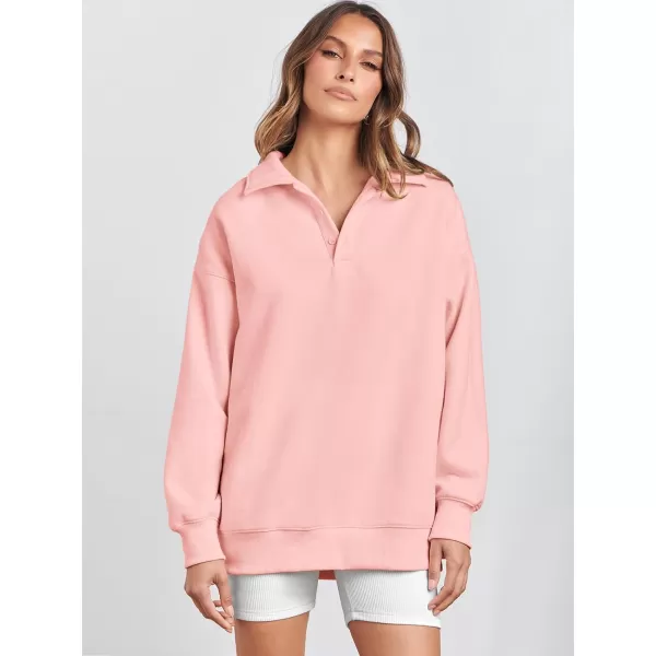 Caracilia Women's Oversized Sweatshirt Long Sleeve Buttons Down Pullover Hoodie Fashion Trendy Outfits Fall Cute Clothes Tops