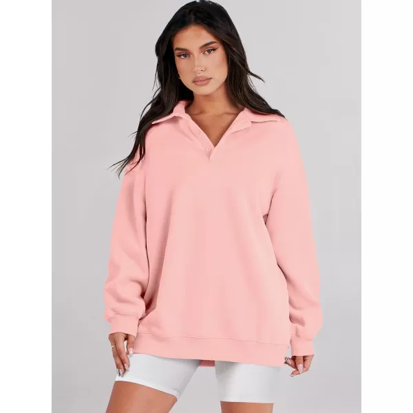 Caracilia Women's Oversized Sweatshirt Long Sleeve Buttons Down Pullover Hoodie Fashion Trendy Outfits Fall Cute Clothes Tops