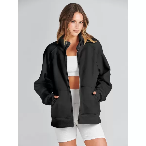 Caracilia Women's Oversized Sweatshirts Long Sleeve Zip Up Fashion Trendy Sweatshirt Jackets Pullovers Cute Comfy Clothes