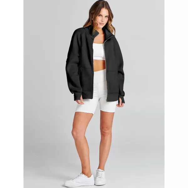 Caracilia Women's Oversized Sweatshirts Long Sleeve Zip Up Fashion Trendy Sweatshirt Jackets Pullovers Cute Comfy Clothes