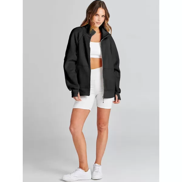 Caracilia Women's Oversized Sweatshirts Long Sleeve Zip Up Fashion Trendy Sweatshirt Jackets Pullovers Cute Comfy Clothes