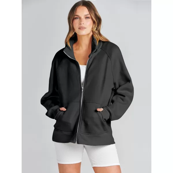Caracilia Women's Oversized Sweatshirts Long Sleeve Zip Up Fashion Trendy Sweatshirt Jackets Pullovers Cute Comfy Clothes