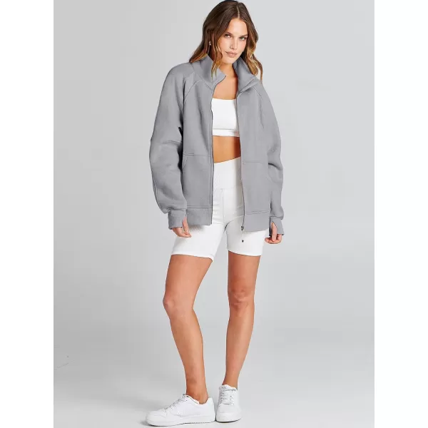 Caracilia Women's Oversized Sweatshirts Long Sleeve Zip Up Fashion Trendy Sweatshirt Jackets Pullovers Cute Comfy Clothes