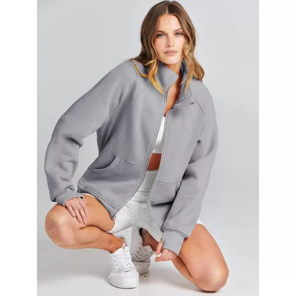 Caracilia Women's Oversized Sweatshirts Long Sleeve Zip Up Fashion Trendy Sweatshirt Jackets Pullovers Cute Comfy Clothes