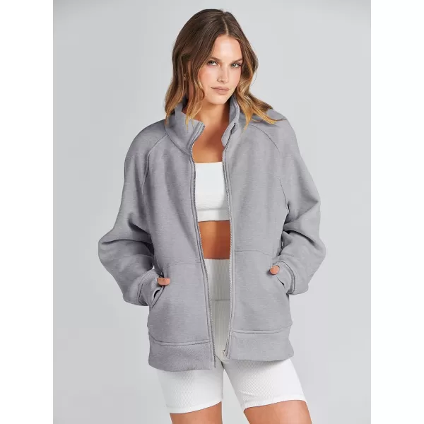 Caracilia Women's Oversized Sweatshirts Long Sleeve Zip Up Fashion Trendy Sweatshirt Jackets Pullovers Cute Comfy Clothes