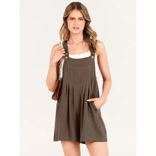 Caracilia Women's Short Overalls Summer Casual Linen Adjustable Straps Loose Wide Leg Bib Rompers Jumpsuits with Pockets