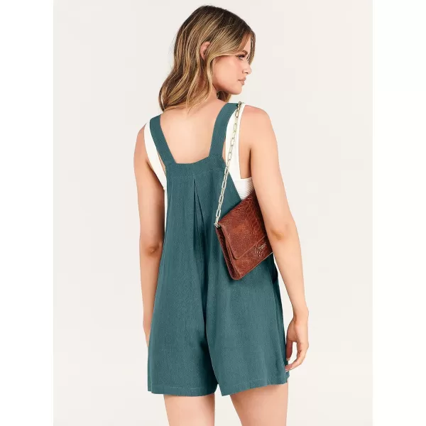 Caracilia Women's Short Overalls Summer Casual Linen Adjustable Straps Loose Wide Leg Bib Rompers Jumpsuits with Pockets