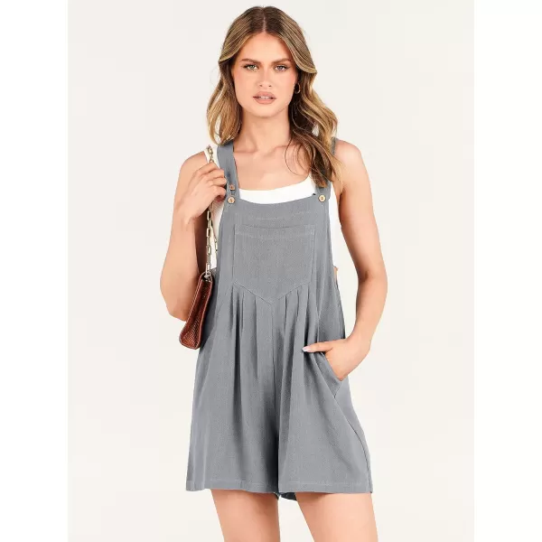 Caracilia Women's Short Overalls Summer Casual Linen Adjustable Straps Loose Wide Leg Bib Rompers Jumpsuits with Pockets