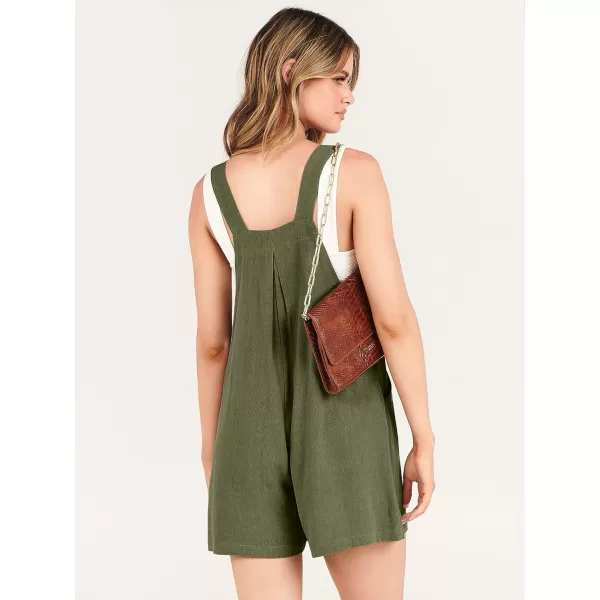 Caracilia Women's Short Overalls Summer Casual Linen Adjustable Straps Loose Wide Leg Bib Rompers Jumpsuits with Pockets