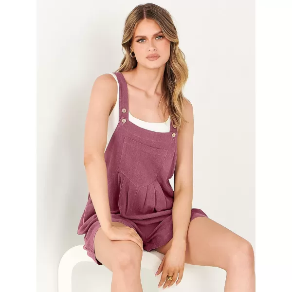 Caracilia Women's Short Overalls Summer Casual Linen Adjustable Straps Loose Wide Leg Bib Rompers Jumpsuits with Pockets