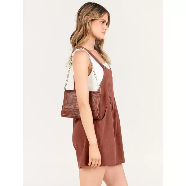 Caracilia Women's Short Overalls Summer Casual Linen Adjustable Straps Loose Wide Leg Bib Rompers Jumpsuits with Pockets