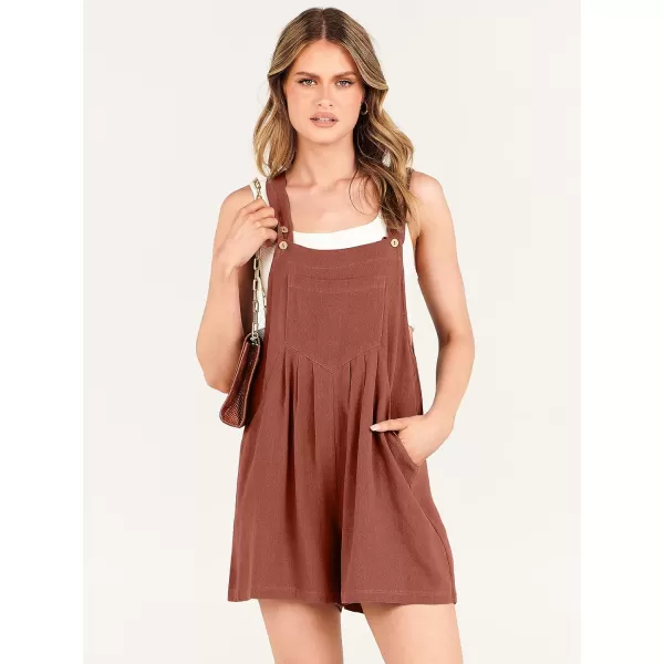 Caracilia Women's Short Overalls Summer Casual Linen Adjustable Straps Loose Wide Leg Bib Rompers Jumpsuits with Pockets