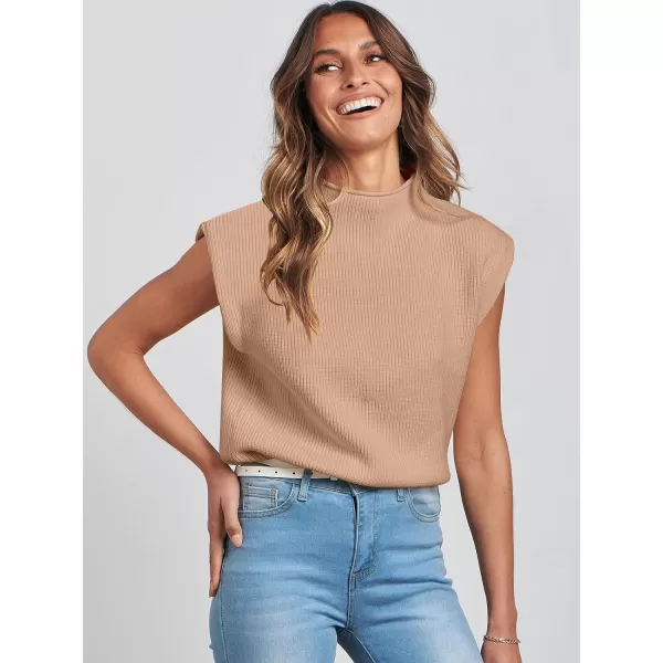 Caracilia Women's Sleeveless Sweater Vest Casual Loose Mock Neck Cap Sleeve Knit Pullover Tank Tops 2023 Fall Trendy Colthes