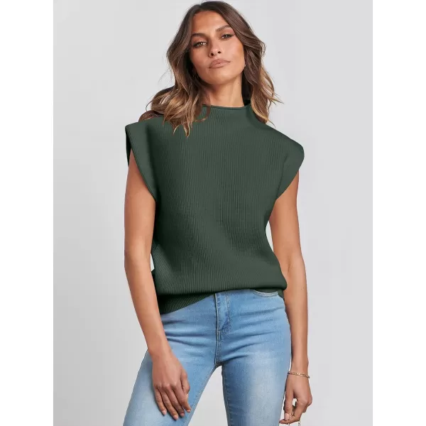 Caracilia Women's Sleeveless Sweater Vest Casual Loose Mock Neck Cap Sleeve Knit Pullover Tank Tops 2023 Fall Trendy Colthes