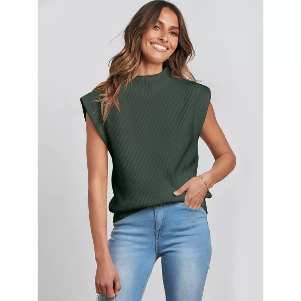 Caracilia Women's Sleeveless Sweater Vest Casual Loose Mock Neck Cap Sleeve Knit Pullover Tank Tops 2023 Fall Trendy Colthes