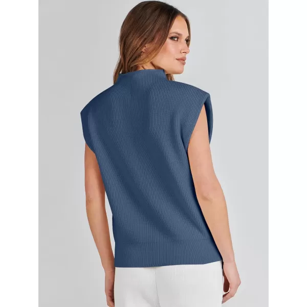 Caracilia Women's Sleeveless Sweater Vest Casual Loose Mock Neck Cap Sleeve Knit Pullover Tank Tops 2023 Fall Trendy Colthes