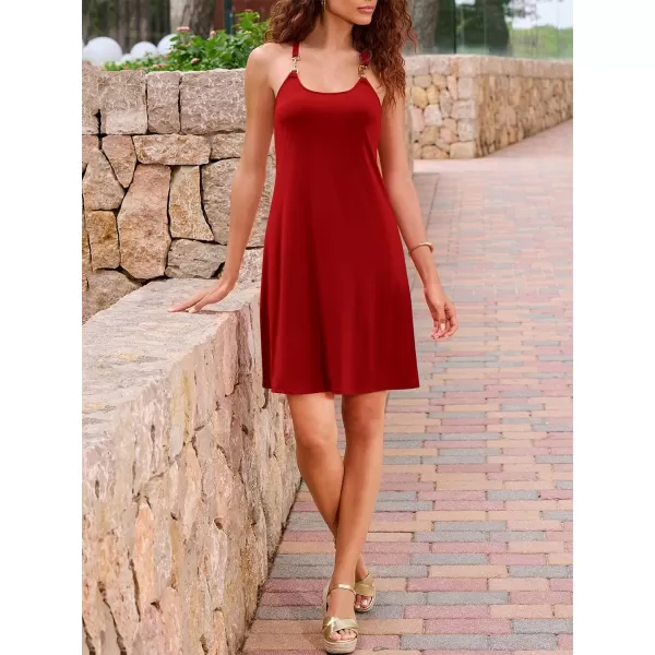 Caracilia Women's Summer 2023 Beach Dresses Scoop Neck Sleeveless Swing Short Sundress for Tropical Vacation