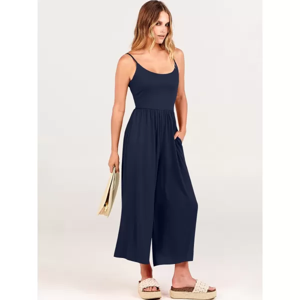Caracilia Women's Summer Casual Jumpsuit Sleeveless Loose Wide Leg Pants Beach Jumpsuits with Pockets
