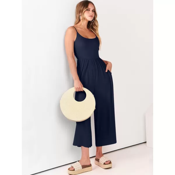 Caracilia Women's Summer Casual Jumpsuit Sleeveless Loose Wide Leg Pants Beach Jumpsuits with Pockets