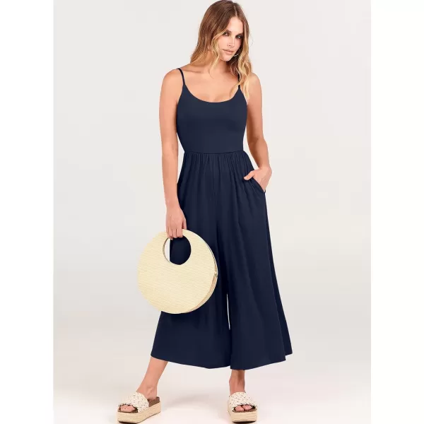 Caracilia Women's Summer Casual Jumpsuit Sleeveless Loose Wide Leg Pants Beach Jumpsuits with Pockets