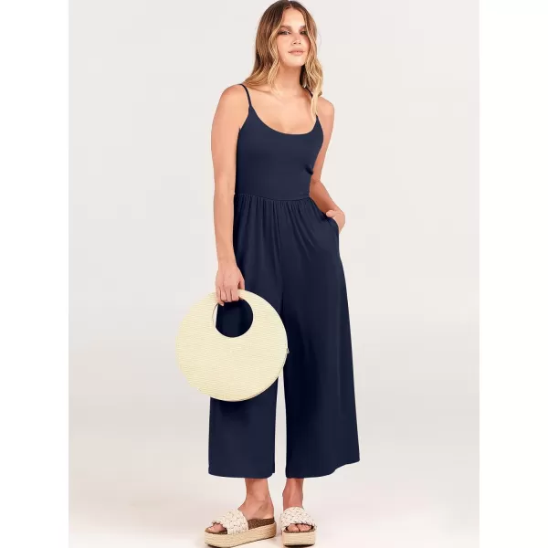 Caracilia Women's Summer Casual Jumpsuit Sleeveless Loose Wide Leg Pants Beach Jumpsuits with Pockets