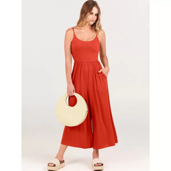 Caracilia Women's Summer Casual Jumpsuit Sleeveless Loose Wide Leg Pants Beach Jumpsuits with Pockets