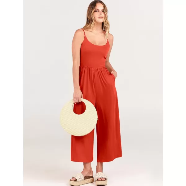 Caracilia Women's Summer Casual Jumpsuit Sleeveless Loose Wide Leg Pants Beach Jumpsuits with Pockets
