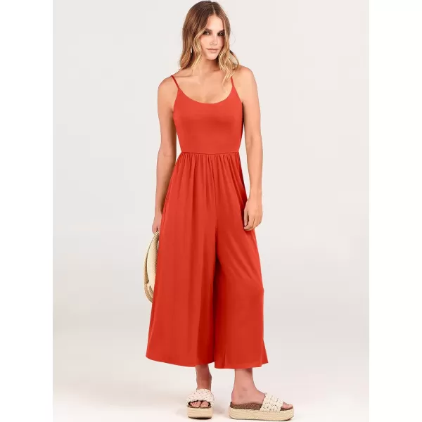 Caracilia Women's Summer Casual Jumpsuit Sleeveless Loose Wide Leg Pants Beach Jumpsuits with Pockets