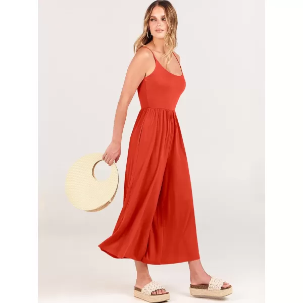 Caracilia Women's Summer Casual Jumpsuit Sleeveless Loose Wide Leg Pants Beach Jumpsuits with Pockets