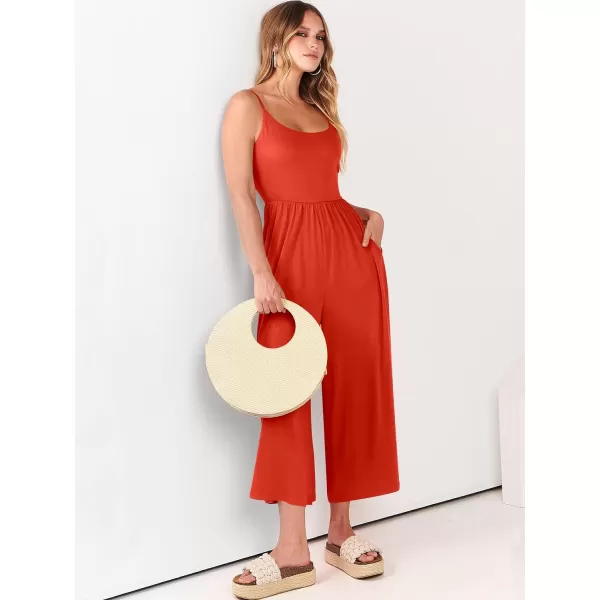 Caracilia Women's Summer Casual Jumpsuit Sleeveless Loose Wide Leg Pants Beach Jumpsuits with Pockets