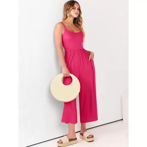 Caracilia Women's Summer Casual Jumpsuit Sleeveless Loose Wide Leg Pants Beach Jumpsuits with Pockets