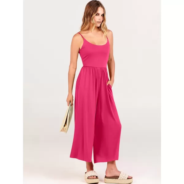 Caracilia Women's Summer Casual Jumpsuit Sleeveless Loose Wide Leg Pants Beach Jumpsuits with Pockets