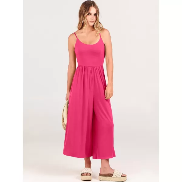 Caracilia Women's Summer Casual Jumpsuit Sleeveless Loose Wide Leg Pants Beach Jumpsuits with Pockets