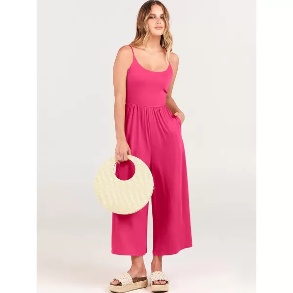Caracilia Women's Summer Casual Jumpsuit Sleeveless Loose Wide Leg Pants Beach Jumpsuits with Pockets