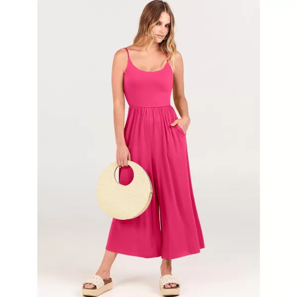 Caracilia Women's Summer Casual Jumpsuit Sleeveless Loose Wide Leg Pants Beach Jumpsuits with Pockets