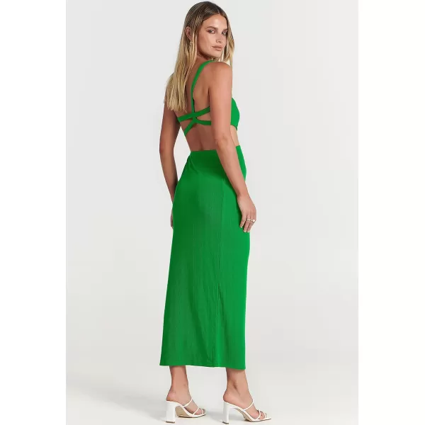 Caracilia Women's Summer Sexy One Shoulder Sleeveless Cut Out Backless Bodycon Ruched Side Slit Formal Party Maxi Dresses
