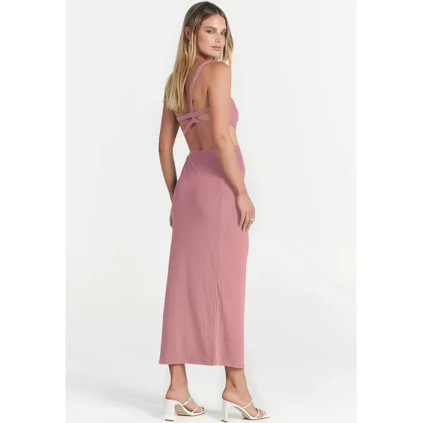 Caracilia Women's Summer Sexy One Shoulder Sleeveless Cut Out Backless Bodycon Ruched Side Slit Formal Party Maxi Dresses