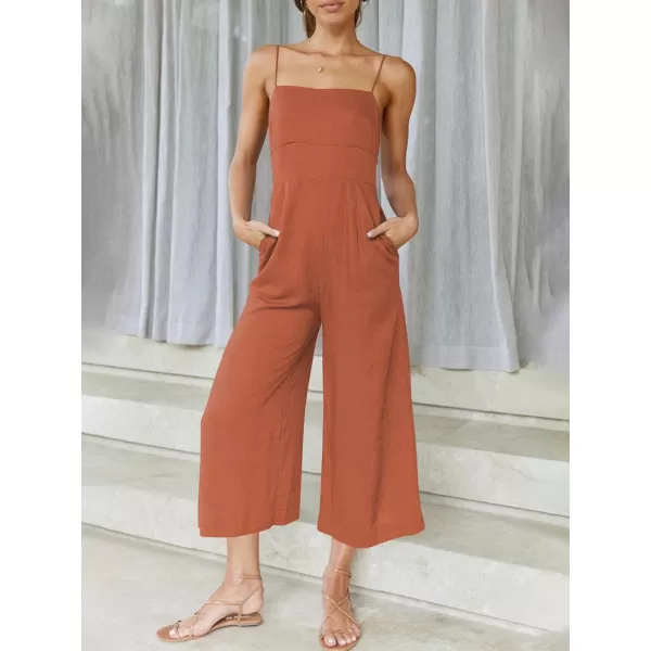 Caracilia Women's Summer Straps Tie Back Jumpsuit Dressy Casual High Waist Wide Leg Romper with Pockets