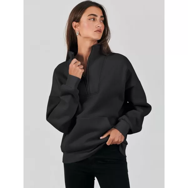 Caracilia Women's Sweatshirts Long Sleeve Oversized Fleece Half Zip Crop Hoodies Teen Girls Y2K Fall Pullover