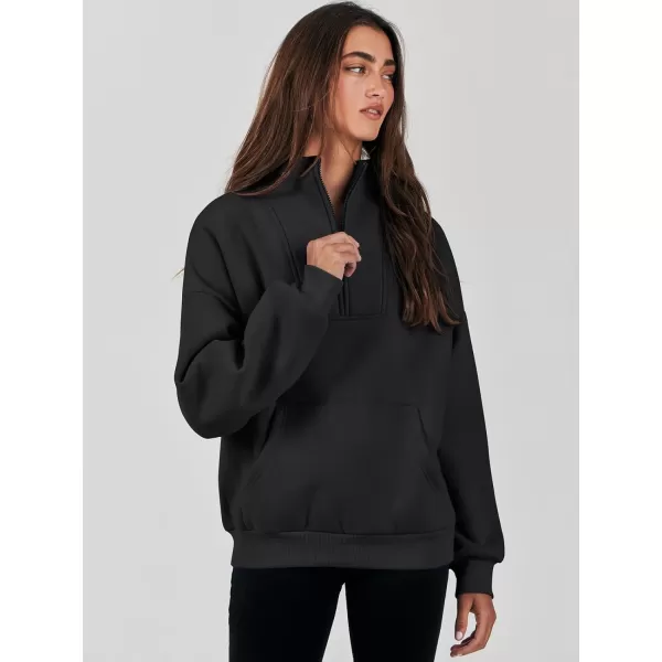 Caracilia Women's Sweatshirts Long Sleeve Oversized Fleece Half Zip Crop Hoodies Teen Girls Y2K Fall Pullover