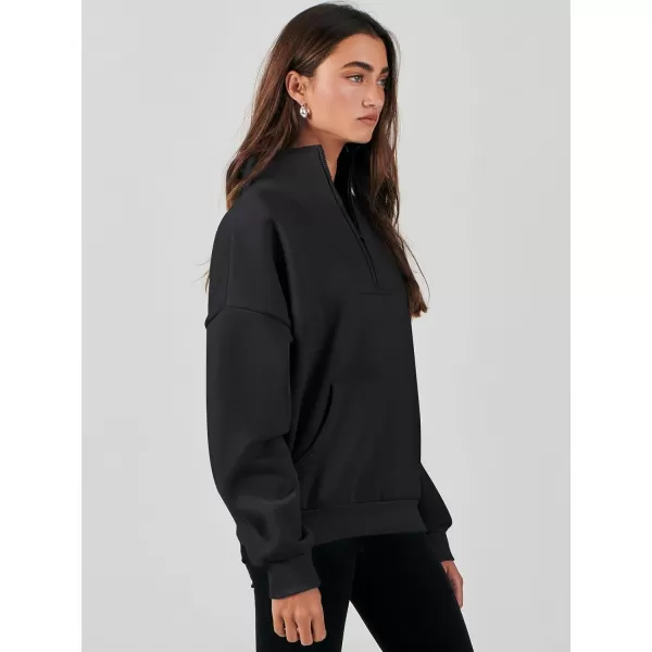Caracilia Women's Sweatshirts Long Sleeve Oversized Fleece Half Zip Crop Hoodies Teen Girls Y2K Fall Pullover