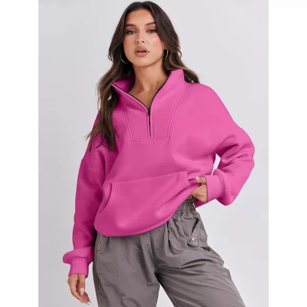 Caracilia Women's Sweatshirts Long Sleeve Oversized Fleece Half Zip Crop Hoodies Teen Girls Y2K Fall Pullover