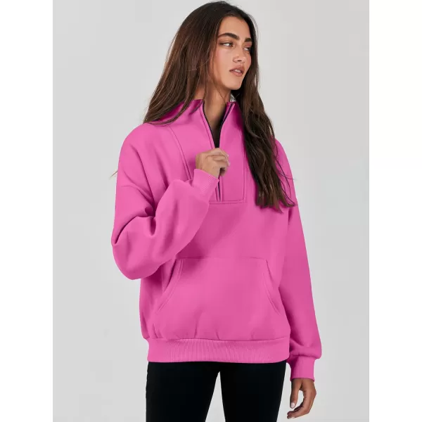 Caracilia Women's Sweatshirts Long Sleeve Oversized Fleece Half Zip Crop Hoodies Teen Girls Y2K Fall Pullover