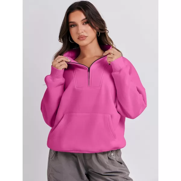 Caracilia Women's Sweatshirts Long Sleeve Oversized Fleece Half Zip Crop Hoodies Teen Girls Y2K Fall Pullover