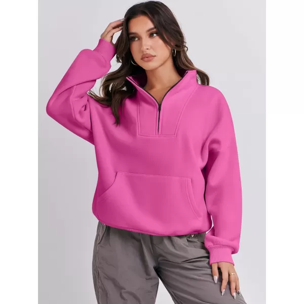 Caracilia Women's Sweatshirts Long Sleeve Oversized Fleece Half Zip Crop Hoodies Teen Girls Y2K Fall Pullover