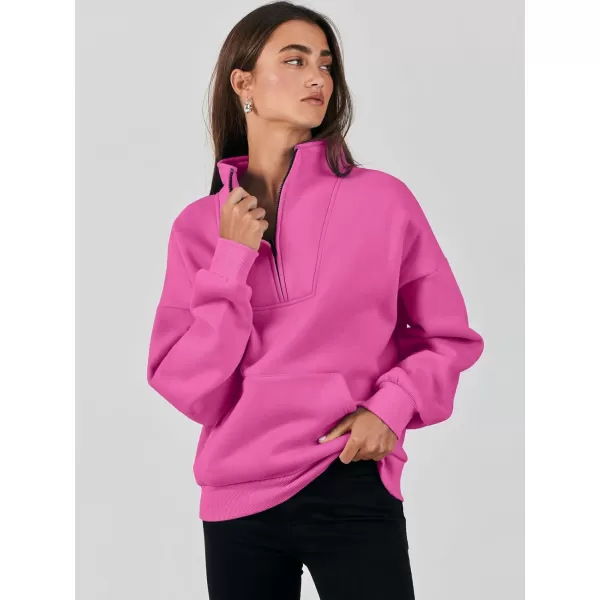 Caracilia Women's Sweatshirts Long Sleeve Oversized Fleece Half Zip Crop Hoodies Teen Girls Y2K Fall Pullover