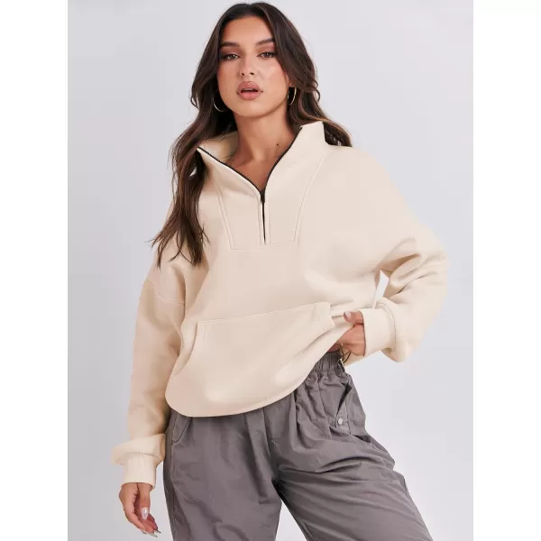 Caracilia Women's Sweatshirts Long Sleeve Oversized Fleece Half Zip Crop Hoodies Teen Girls Y2K Fall Pullover