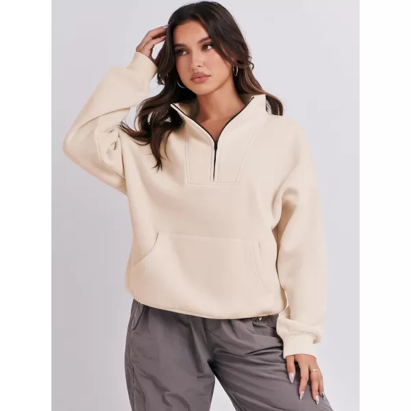 Caracilia Women's Sweatshirts Long Sleeve Oversized Fleece Half Zip Crop Hoodies Teen Girls Y2K Fall Pullover
