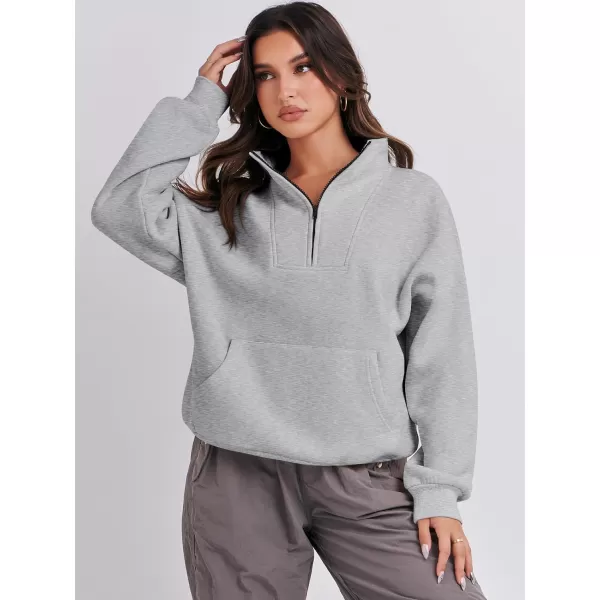 Caracilia Women's Sweatshirts Long Sleeve Oversized Fleece Half Zip Crop Hoodies Teen Girls Y2K Fall Pullover
