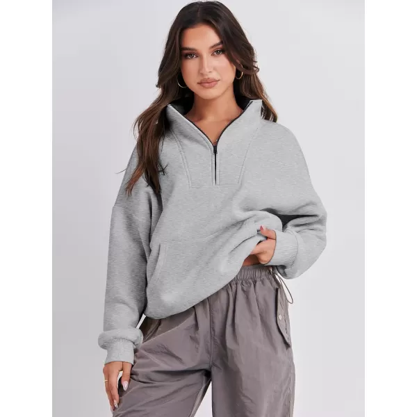 Caracilia Women's Sweatshirts Long Sleeve Oversized Fleece Half Zip Crop Hoodies Teen Girls Y2K Fall Pullover